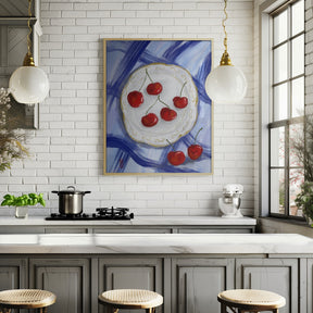 A Plate of Cherries Food Painting Poster