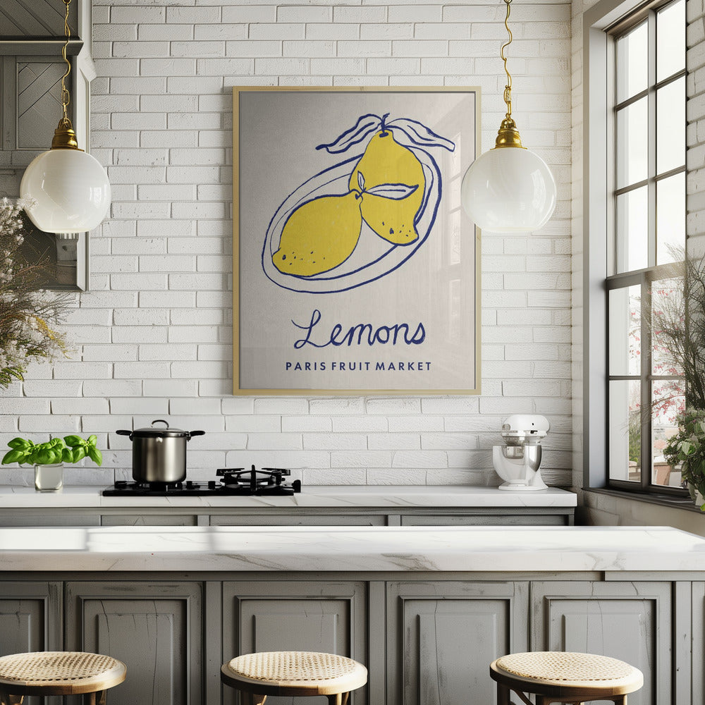 Food Art - Lemons Paris Fruit Market Poster