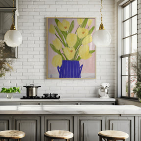 Yellow Tulips In a Vase Poster