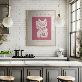 Maneki-neko Cat Pink Poster