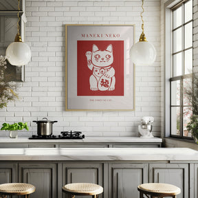 Maneki-Neko Cat Red Poster