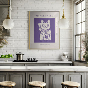 Maneki-neko Cat Purple Poster