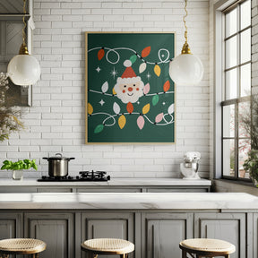 Holiday Christmas Santa Workshop Minimal Retro Green Poster