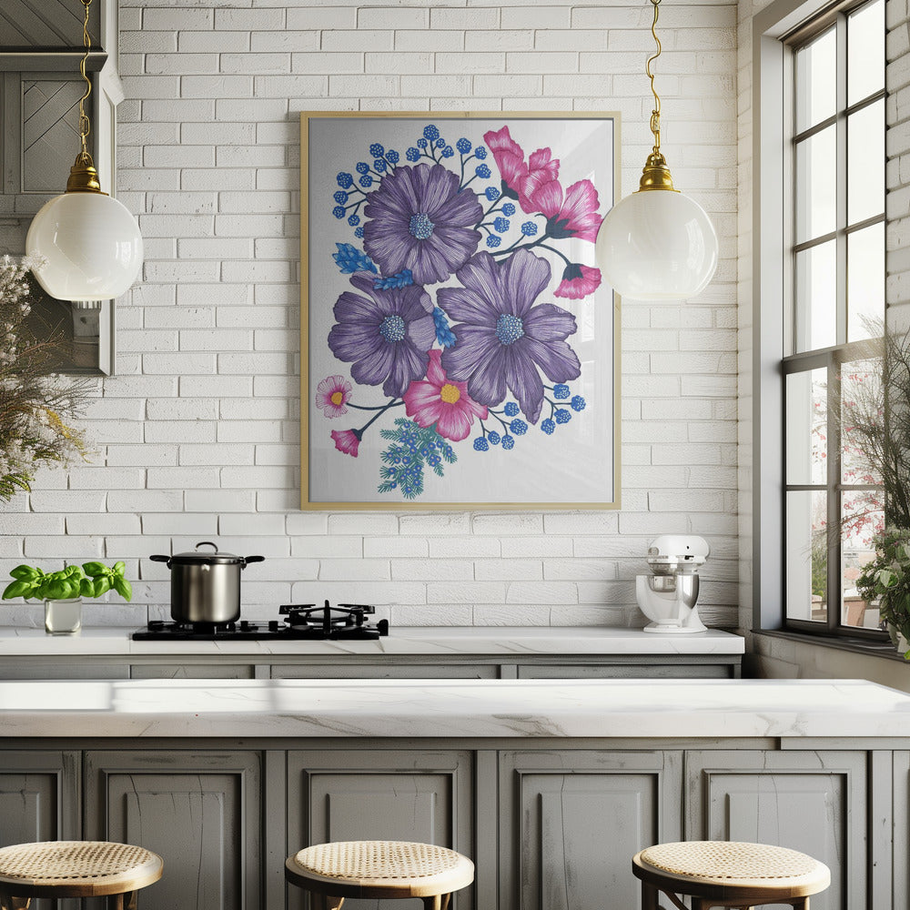 Pink and Purple Florals Poster