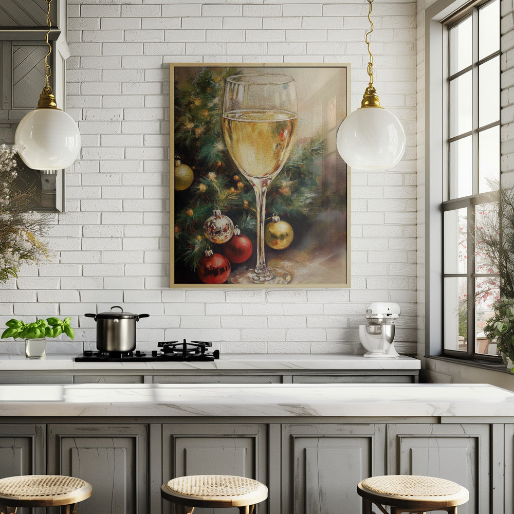 Christmas White Wine Poster