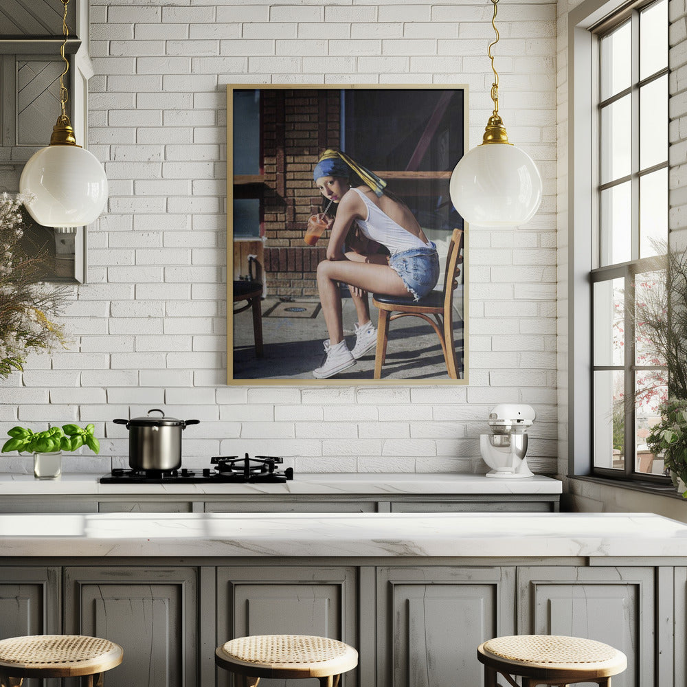 Girl With Pearl Earring Chillout Mood Poster