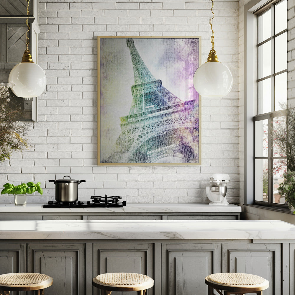 PARIS Watercolor Eiffel Tower Poster