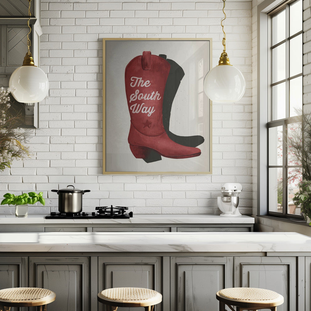 Cowgirl red boot print Poster