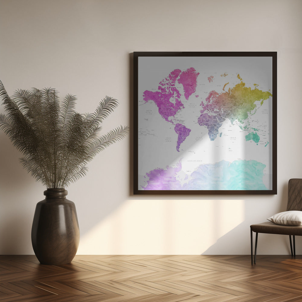 Leo world map with countries Poster