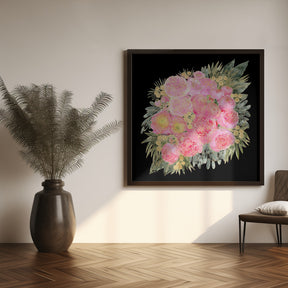 Rehka floral bouquet in light pink watercolor and black Poster