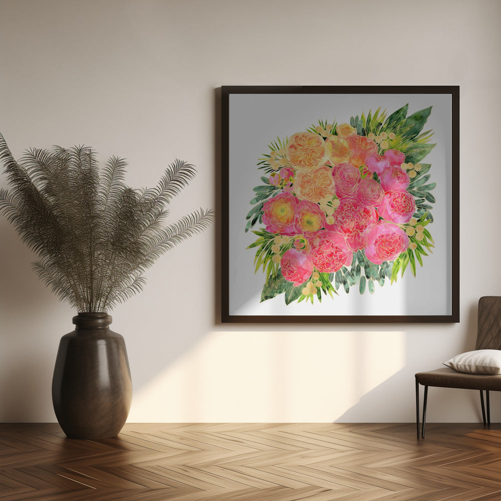 Rekha colorful watercolor bouquet Poster