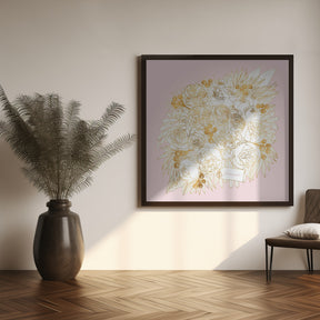 Forever Rekha floral bouquet in gold and pink Poster