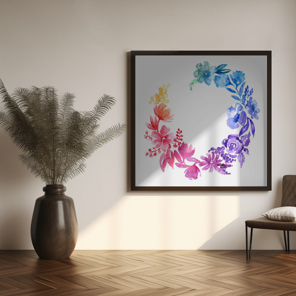 Ombre watercolor wreath Poster