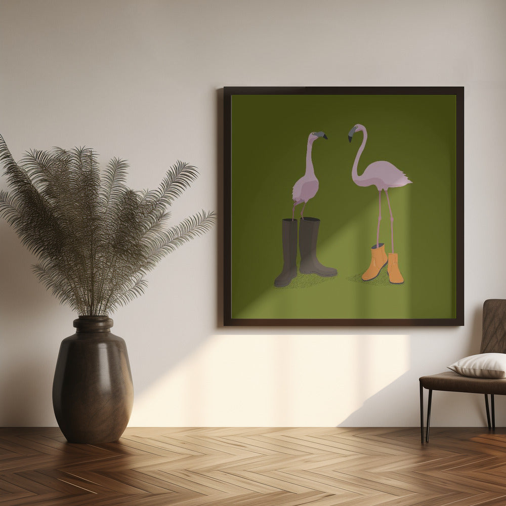 Fashion Flamingos Poster