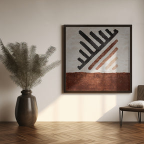 Geometrik Cizgili Kilim Kiremit Poster