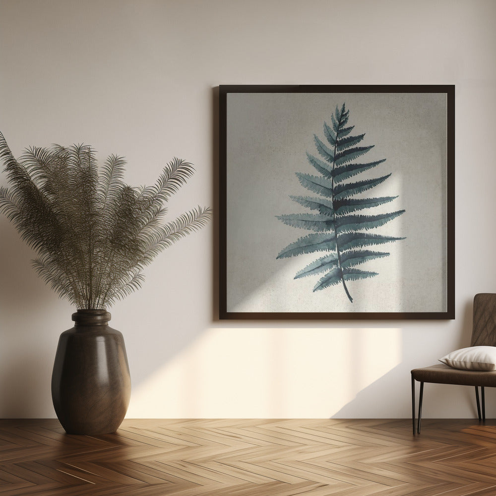 Teal watercolor fern 5 Poster