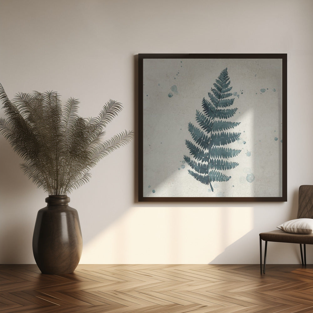 Teal watercolor fern 3 Poster