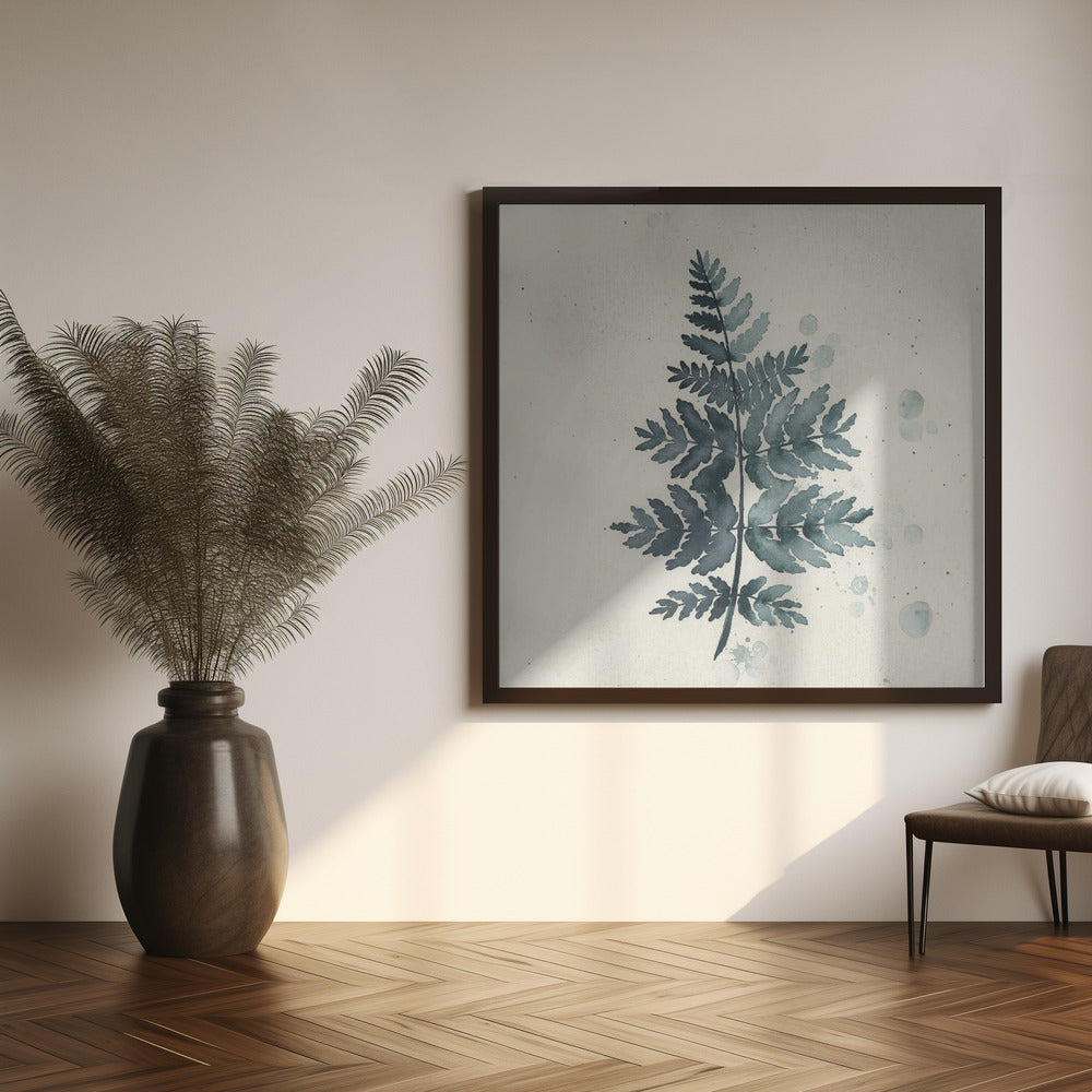 Teal watercolor fern 1 Poster