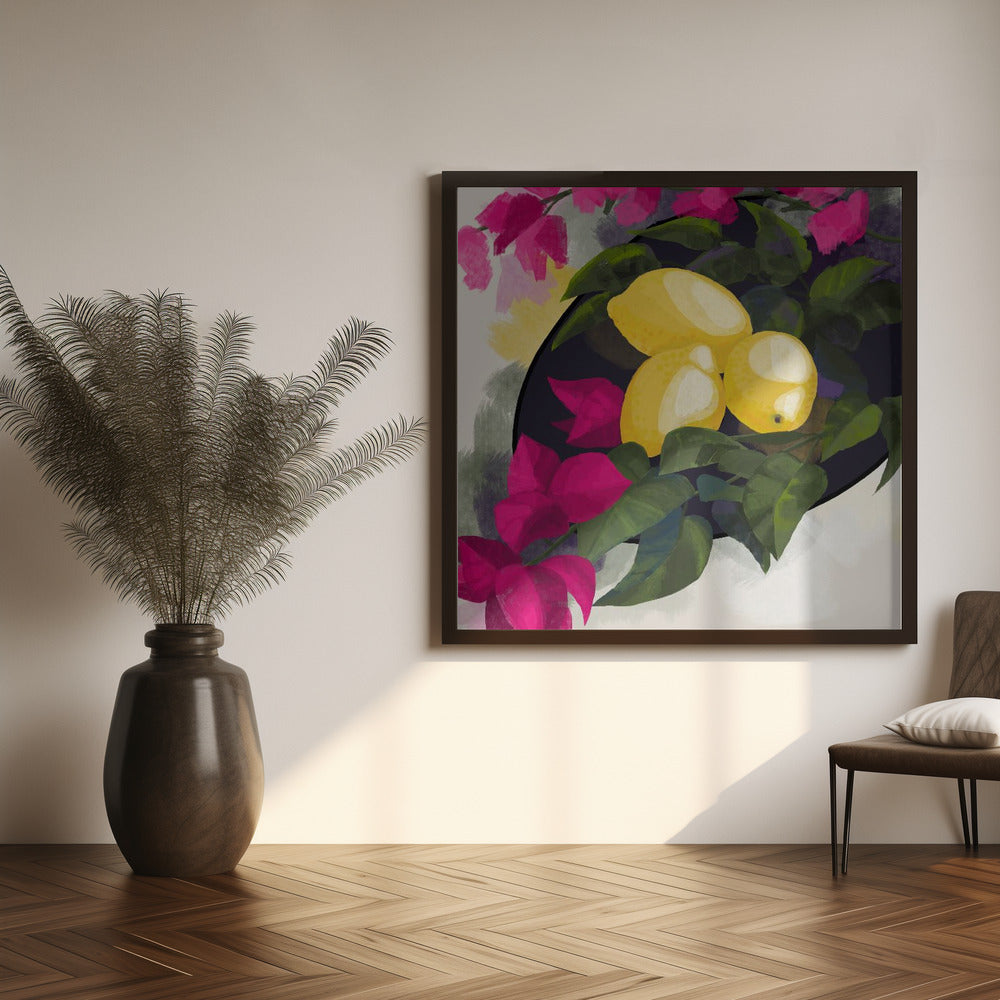 Bougainvillea and lemons Poster