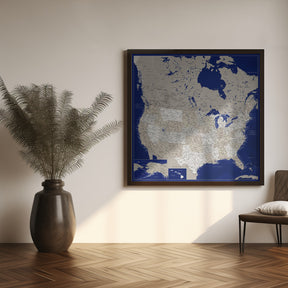 Highly detailed map of the United States, Kameryn Poster