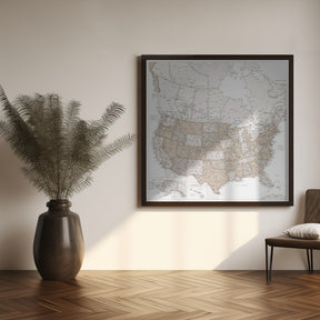 Highly detailed map of the United States, Louie Poster