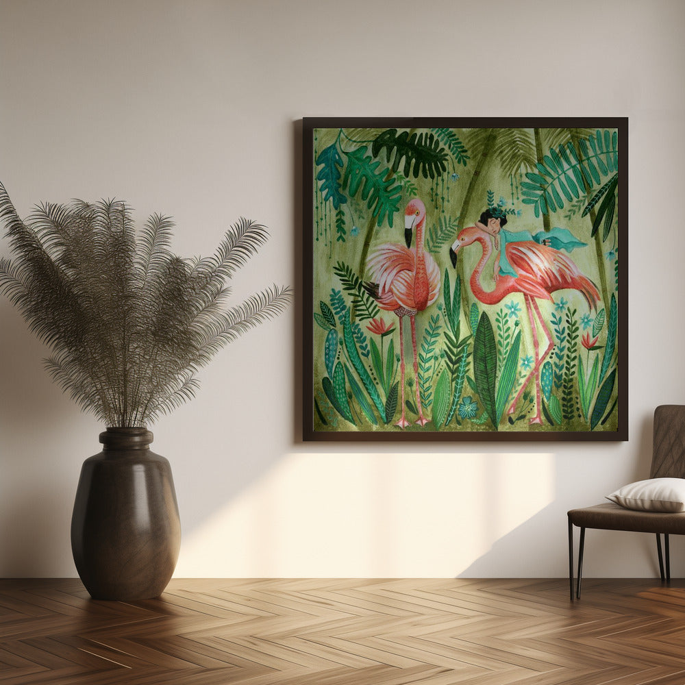 Flamingo jungle Poster