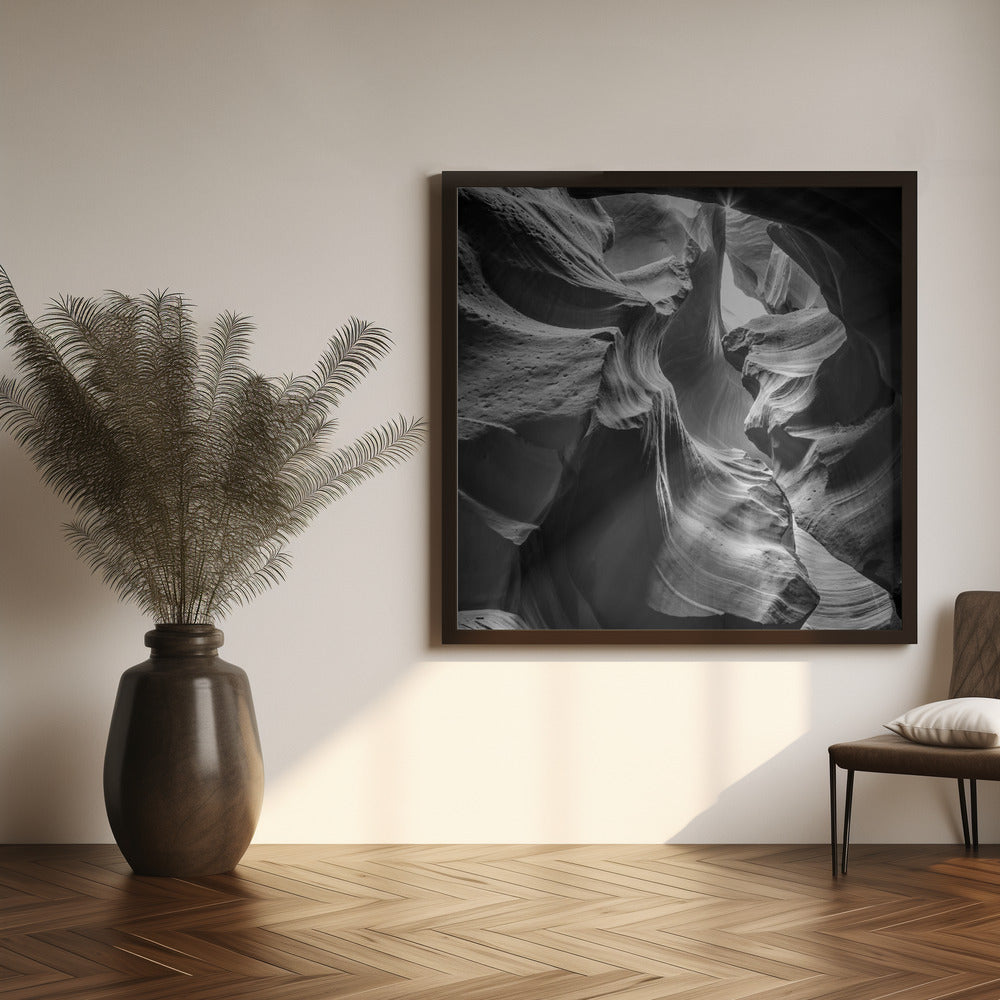 MONOCHROME ANTELOPE CANYON Rock Formation Poster