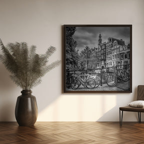 AMSTERDAM Flower Canal black &amp; white Poster