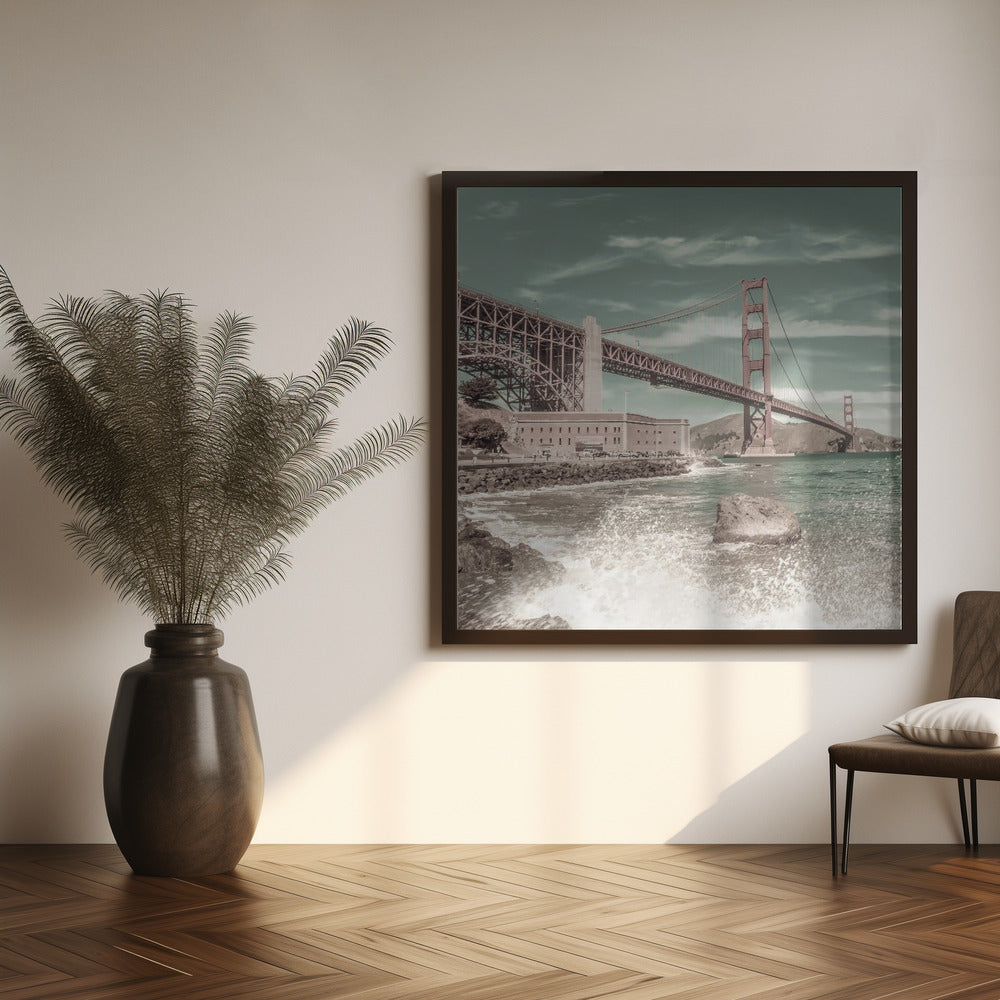 GOLDEN GATE BRIDGE Coastline Impression | urban vintage style Poster