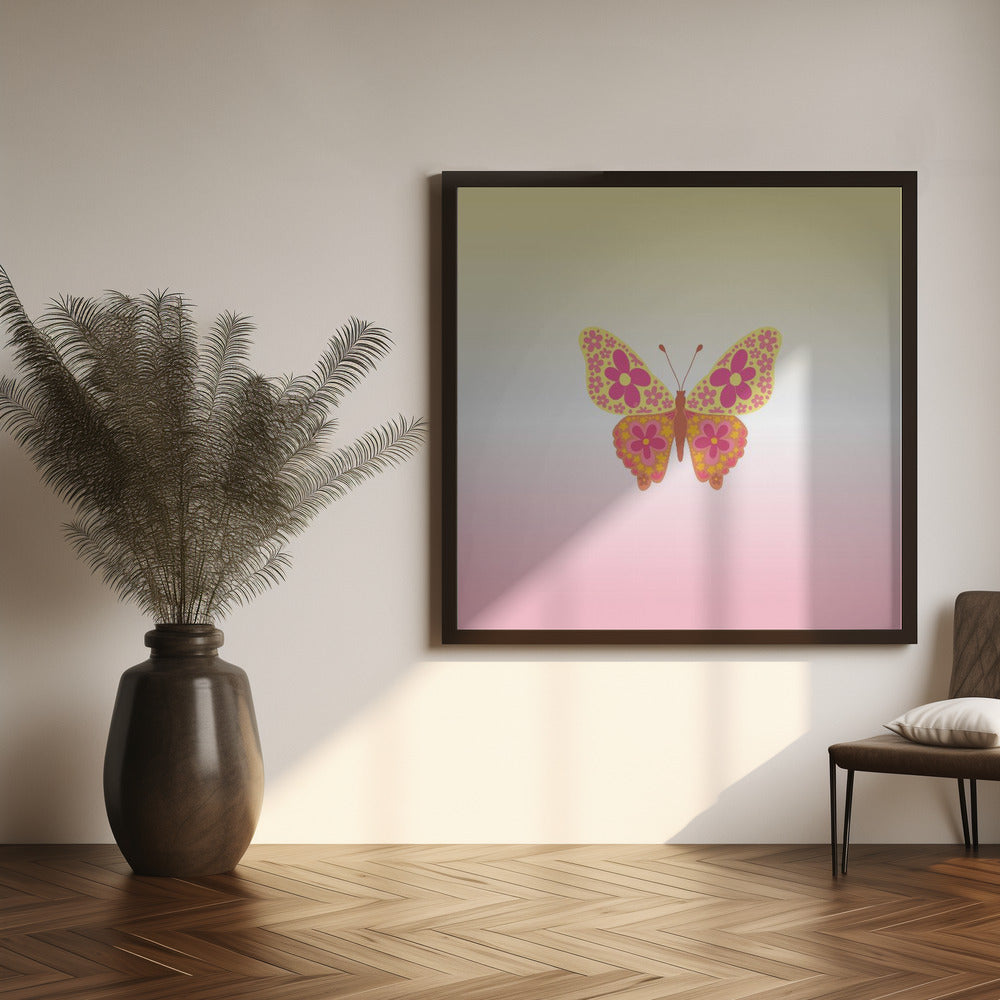 Colorful floral butterfly Poster