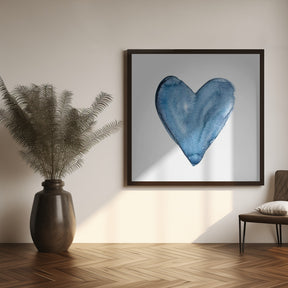 Watercolor heart blue Poster