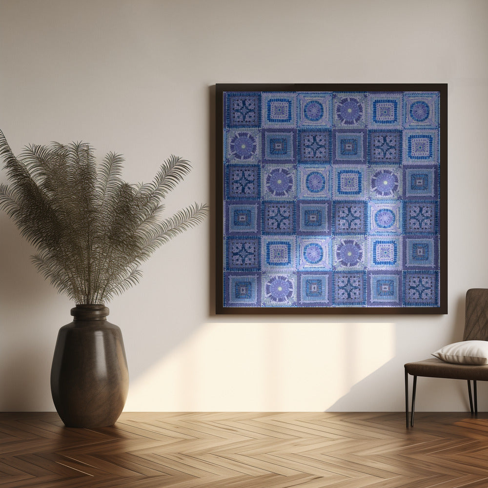 Granny squares blanket in blue Poster