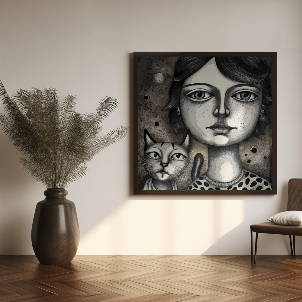 Girl and the Cat Poster