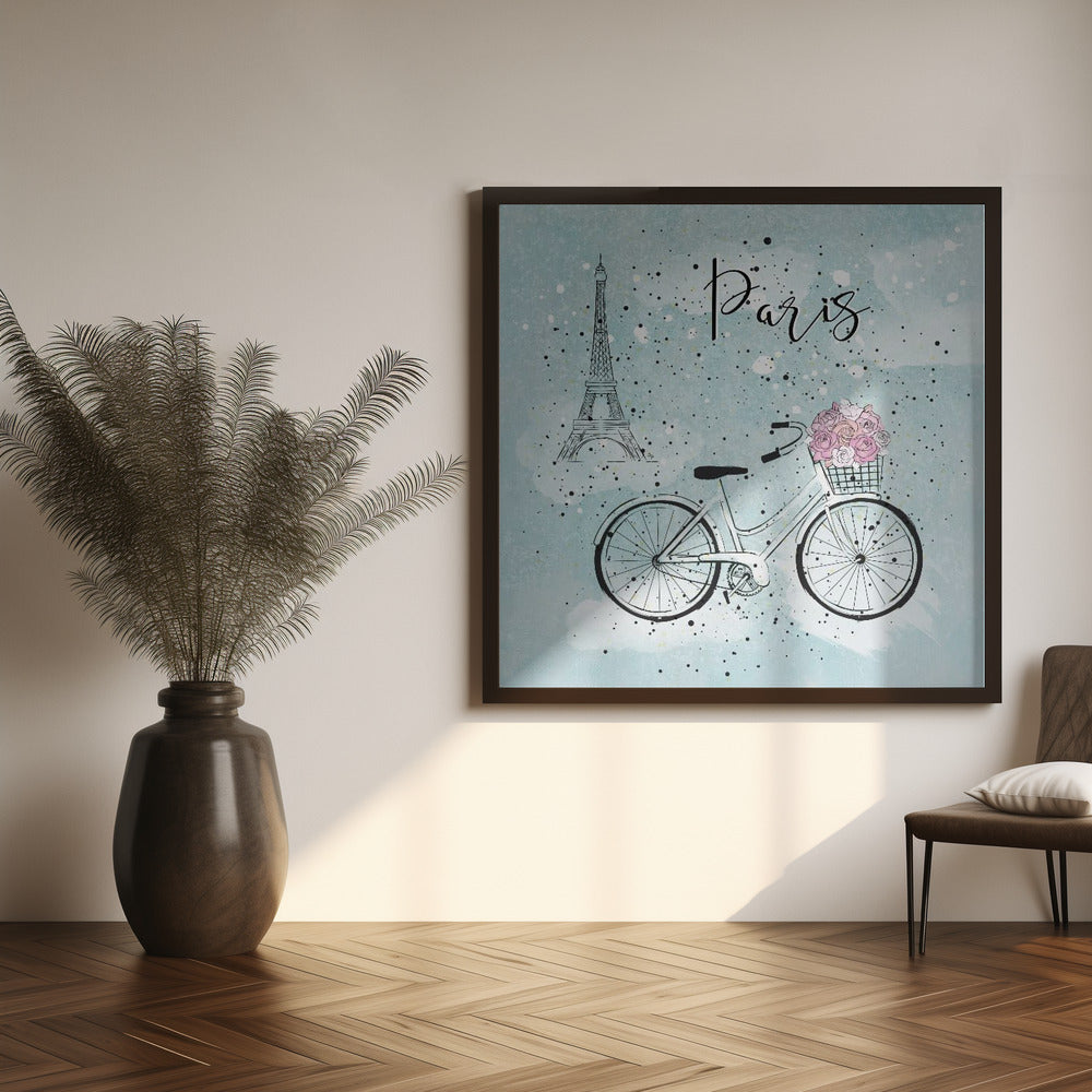 Blue Paris Bike Poster
