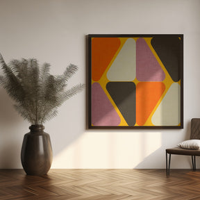 Retro Color Block Triangle Orange Poster