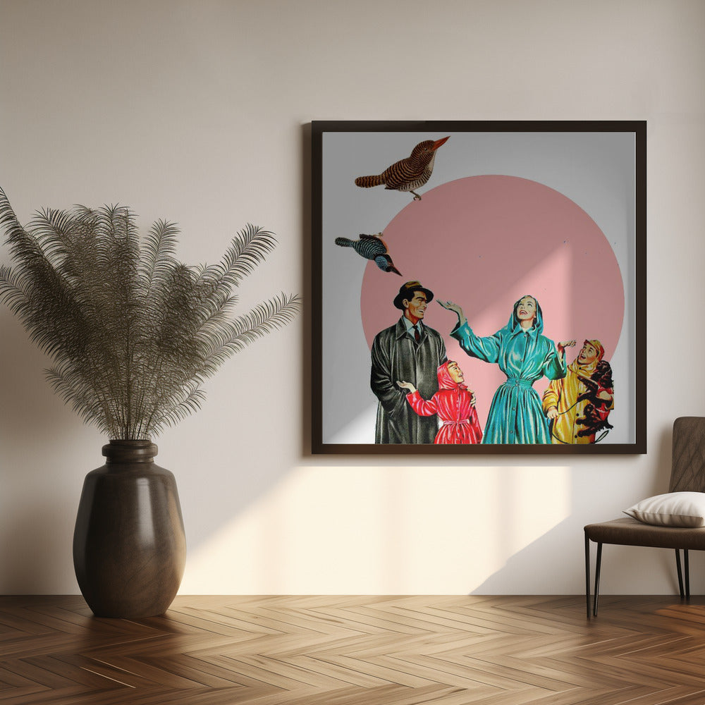 Happy Family- Surreal Collage Poster