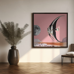 Plenty of Fish In the Sea Pink - Surreal Collage Poster