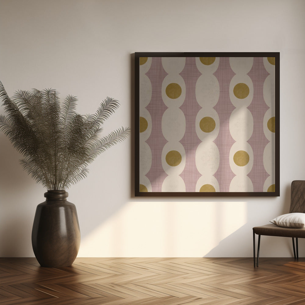 Retro Mod Geo Chain - Mauve - Mid Century Modern Poster