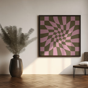 Twirly - Checkerboard - Pink and Brown Poster