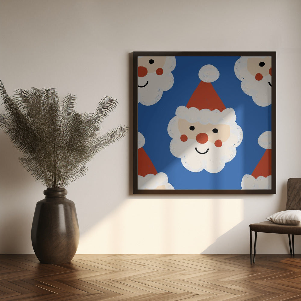 Santa Claus Retro Bold Blue Poster