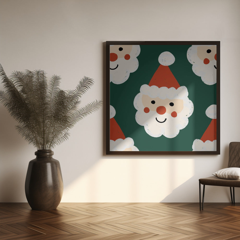 Santa Claus Retro Bold Green Poster