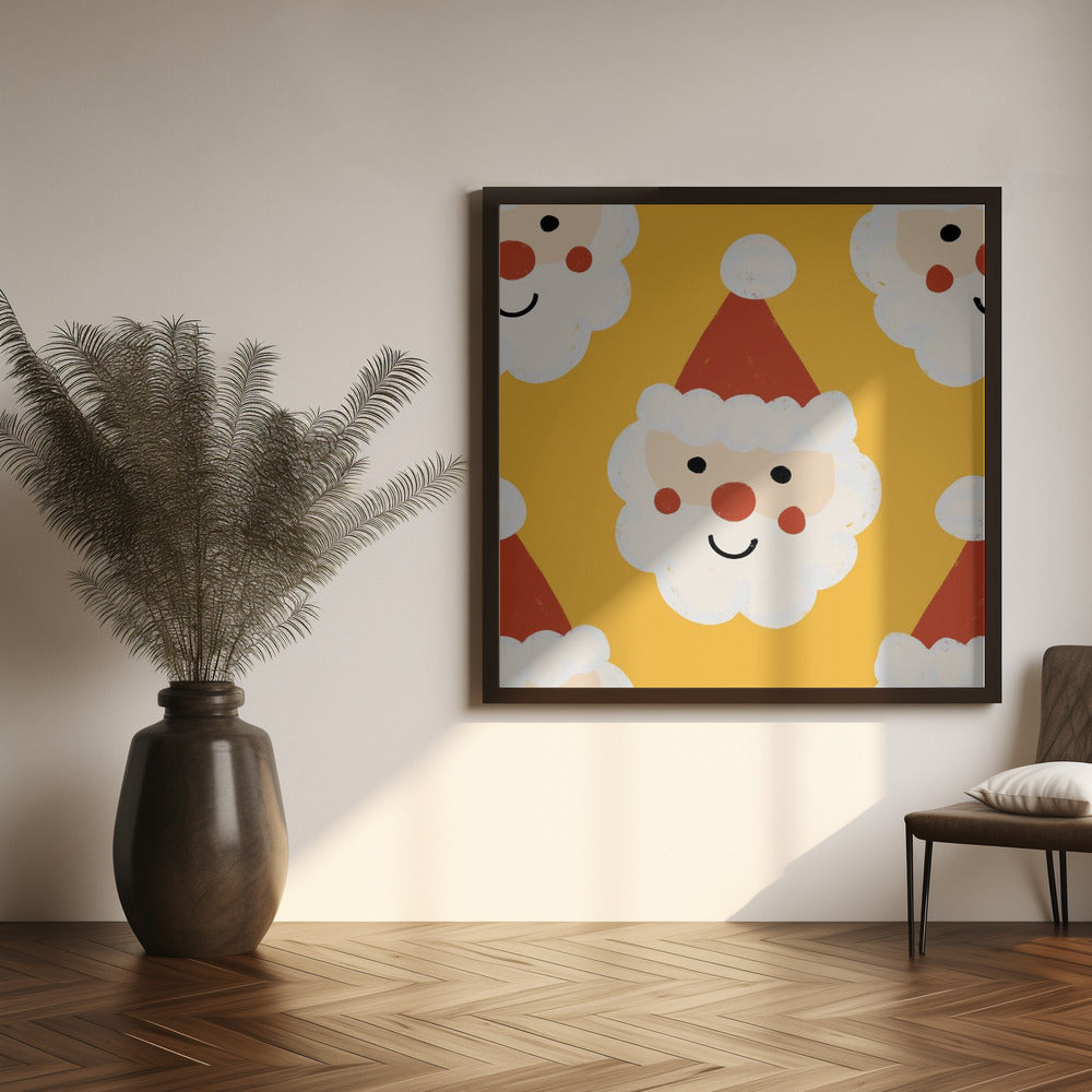 Santa Claus Retro Bold Yellow Poster