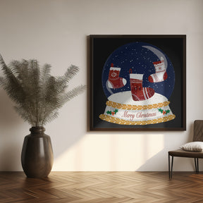 Christmas Stocking Snow Globe - Merry Christmas Poster