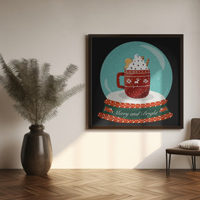 Hot Chocolate Snow Globe - Merry and Bright Poster