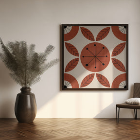 Atomic Floral Botanic Dots Rust Red - Mid Century Modern Poster