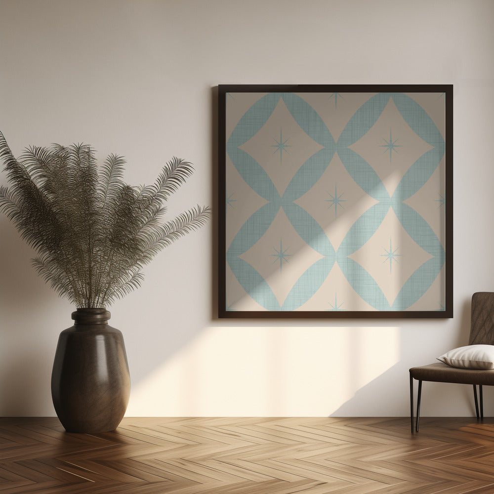 Atomic Star   Mid Century Starburst Baby Blue Poster