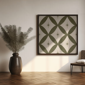 Atomic Star   Mid Century Starburst Olive Poster