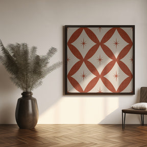 Atomic Star   Mid Century Starburst Rust Red Poster