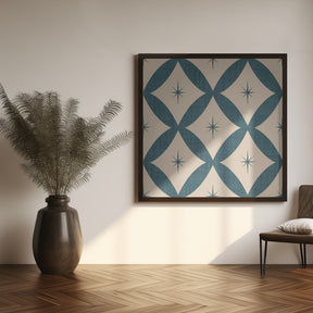 Atomic Star   Mid Century Starburst Slate Teal Poster