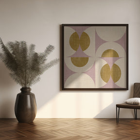 Retro Vintage Circle Fusion - Mid Century Orbs Mauve - 50s Geometric Poster